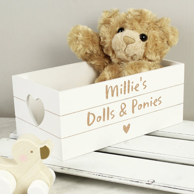Personalised Heart White Wooden Crate Wooden Everything Personal