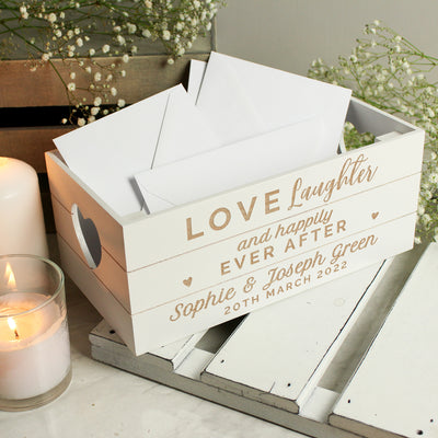 Personalised Love Laughter & ... White Wooden Crate Wooden Everything Personal