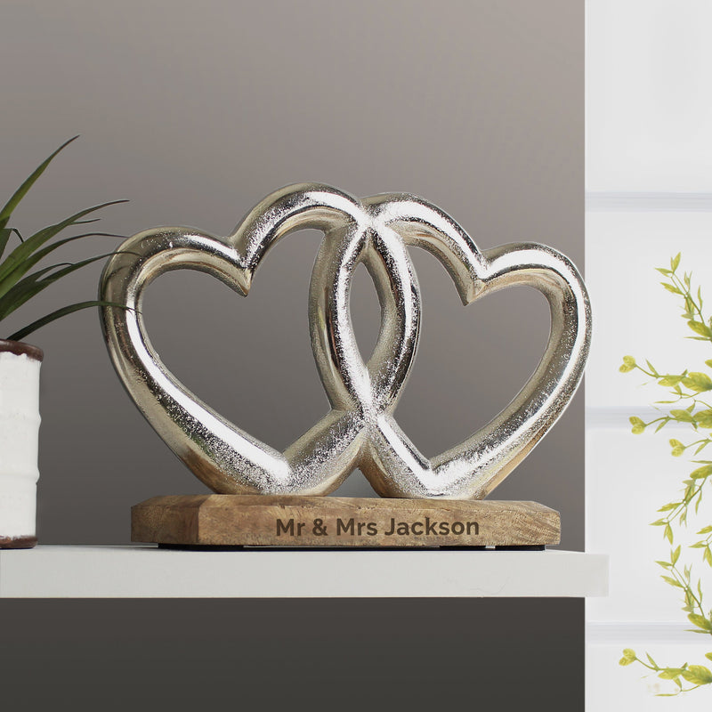 Personalised Double Heart Ornament Ornaments Everything Personal