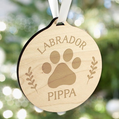 Personalised Dog Breed Round Wooden Bauble Christmas Decorations Everything Personal