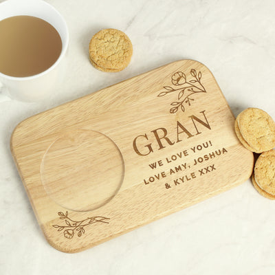 Personalised Floral Wooden Coaster Tray Wooden Everything Personal
