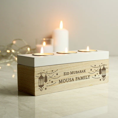 Personalised Eid and Ramadan Triple Tea Light Box Candles & Reed Diffusers Everything Personal