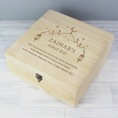 Personalised Eid and Ramadan Wooden Keepsake Box Trinket, Jewellery & Keepsake Boxes Everything Personal