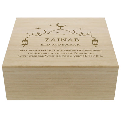 Personalised Eid and Ramadan Wooden Keepsake Box Trinket, Jewellery & Keepsake Boxes Everything Personal