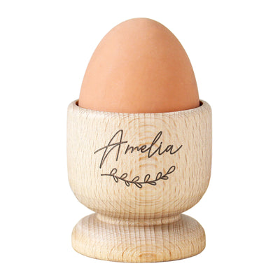 Personalised Wooden Egg Cup with Floral Decoration Mealtime Essentials Everything Personal