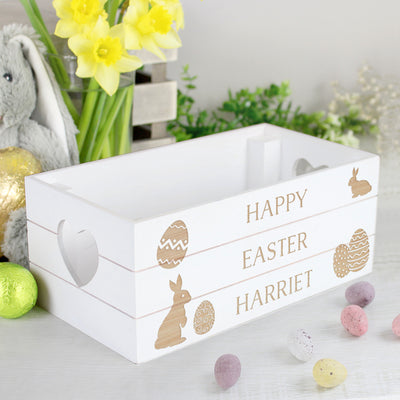 Personalised Easter Bunny White Wooden Crate Storage Everything Personal