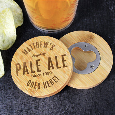 Personalised Bamboo Bottle Opener Coaster Wooden Everything Personal