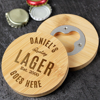 Personalised Bamboo Bottle Opener Coaster Wooden Everything Personal