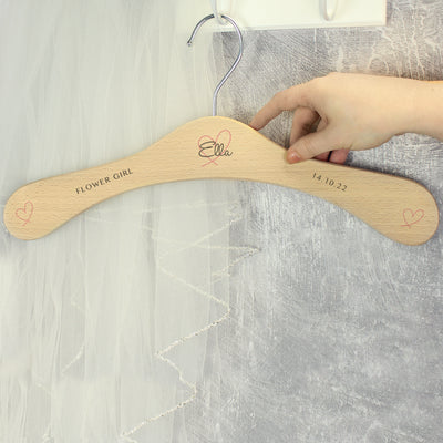 Personalised Wooden Hanger with Heart Motif Clothing Everything Personal