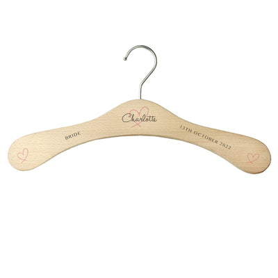 Personalised Wooden Hanger with Heart Motif Clothing Everything Personal