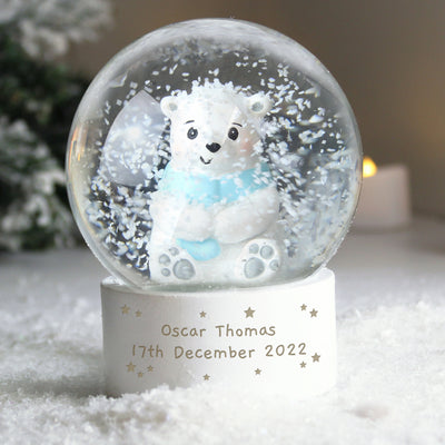 Personalised Polar Bear Snow Globe Christmas Decorations Everything Personal