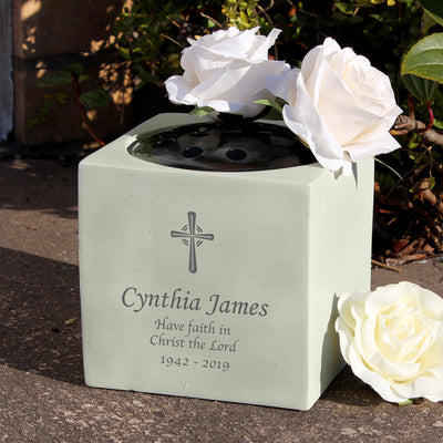 Personalised Cross Memorial Vase Memorials Everything Personal