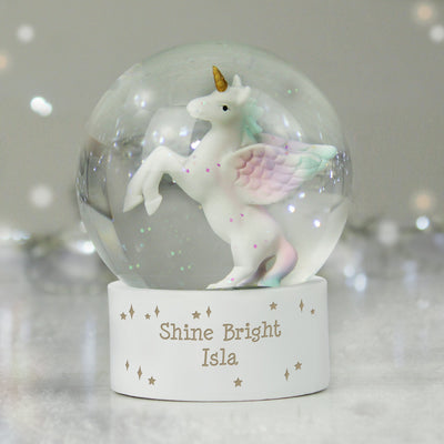 Personalised Unicorn Snow Globe Christmas Decorations Everything Personal