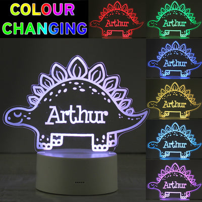 Personalised Dinosaur LED Colour Changing Night Light LED Lights, Candles & Decorations Everything Personal