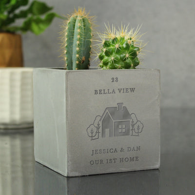 Personalised New Home Concrete Plant Pot Vases Everything Personal