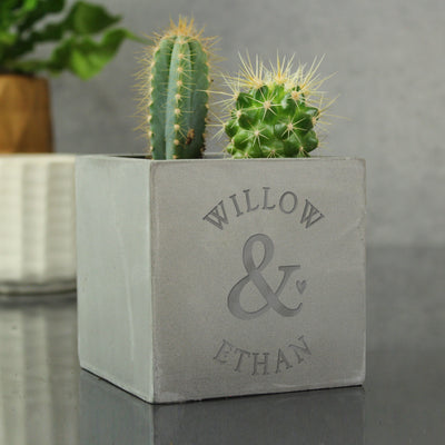 Personalised Ampersand Couples Concrete Plant Pot Vases Everything Personal