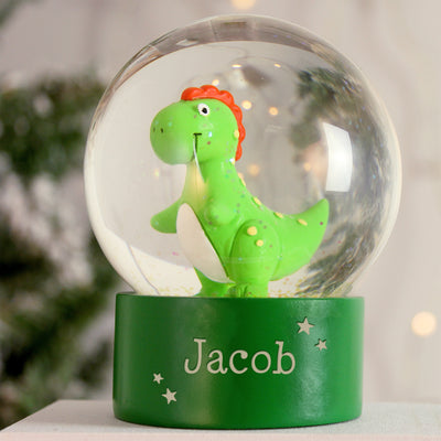 Personalised Dinosaur Glitter Christmas Snow Globe Christmas Decorations Everything Personal