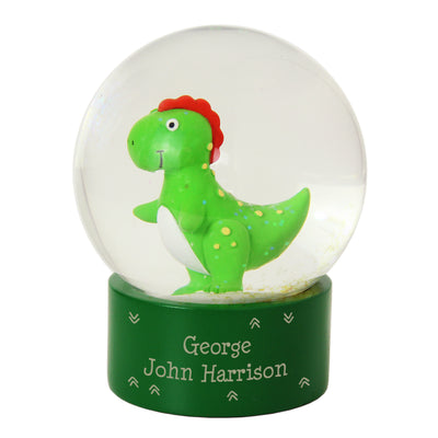 Personalised Dinosaur Glitter Snow Globe Christmas Decorations Everything Personal