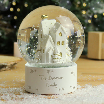 Personalised Village Glitter Christmas Snow Globe Christmas Decorations Everything Personal