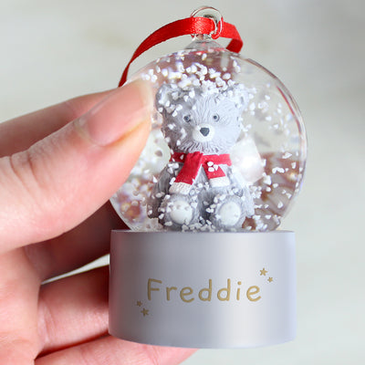 Personalised Teddy Bear Glitter Snow Globe Tree Decoration Christmas Decorations Everything Personal