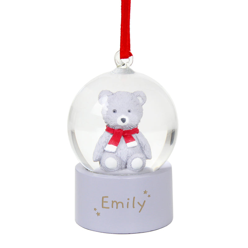 Personalised Teddy Bear Glitter Snow Globe Tree Decoration Christmas Decorations Everything Personal