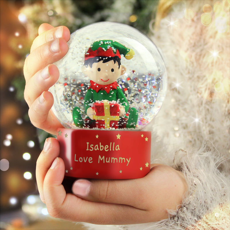Personalised Elf Glitter Snow Globe Christmas Decorations Everything Personal