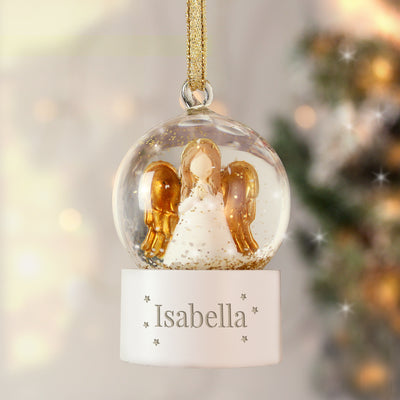 Personalised Angel Glitter Snow Globe Tree Decoration Christmas Decorations Everything Personal