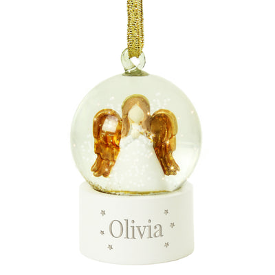 Personalised Angel Glitter Snow Globe Tree Decoration Christmas Decorations Everything Personal