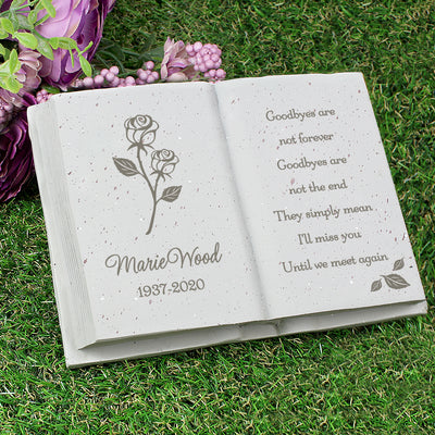 Personalised Rose Memorial Book Ornaments Everything Personal