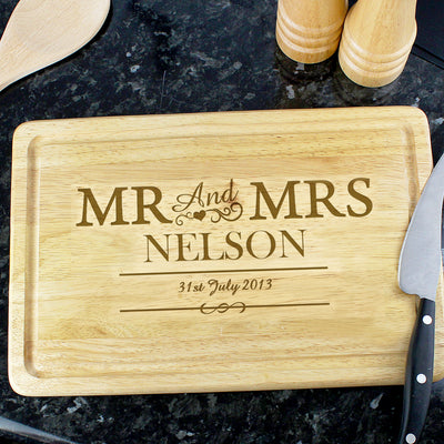 Personalised Mr & Mrs Rectangle Chopping Board Kitchen, Baking & Dining Gifts Everything Personal