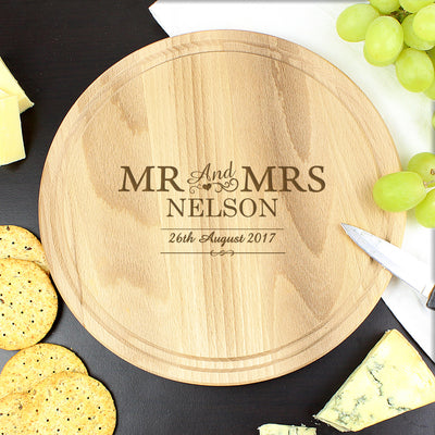 Personalised Mr & Mrs Round Chopping Board Kitchen, Baking & Dining Gifts Everything Personal