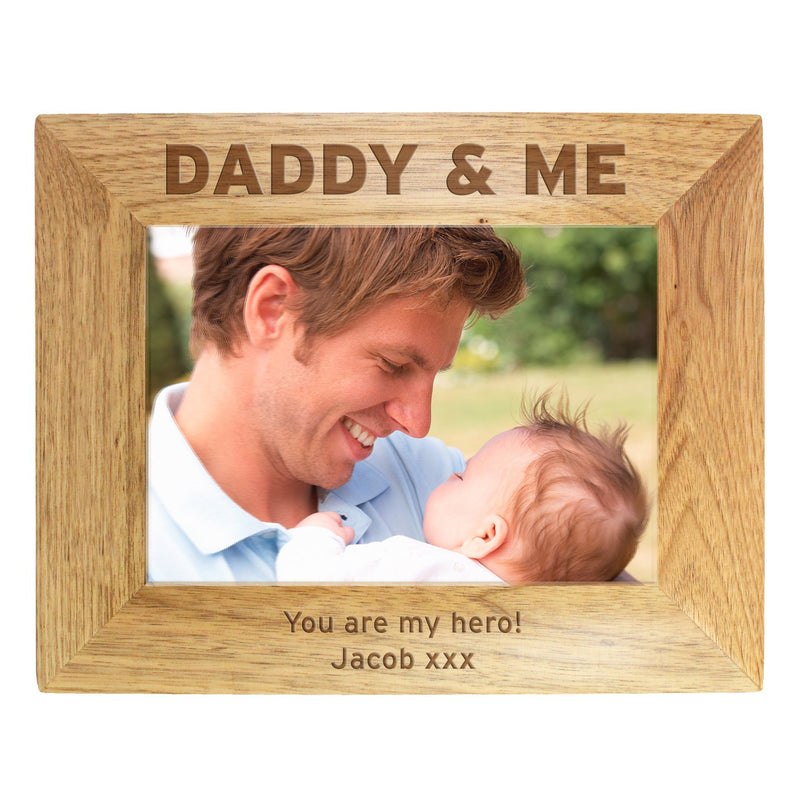 Personalised Daddy & Me 7x5 Landscape Wooden Photo Frame Photo Frames, Albums and Guestbooks Everything Personal