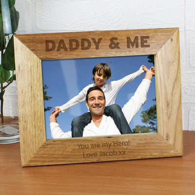 Personalised Daddy & Me 7x5 Landscape Wooden Photo Frame Photo Frames, Albums and Guestbooks Everything Personal