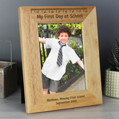 Personalised My First Day at School 5x7 Wooden Photo Frame Photo Frames, Albums and Guestbooks Everything Personal