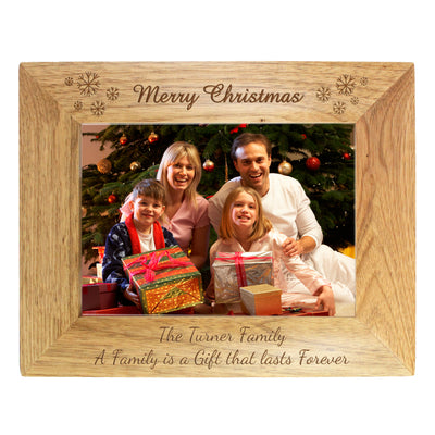 Personalised Snowflake 7x5 Landscape Wooden Photo Frame Photo Frames, Albums and Guestbooks Everything Personal