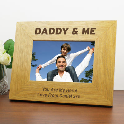 Personalised Oak Finish 6x4 Daddy & Me Photo Frame Photo Frames, Albums and Guestbooks Everything Personal