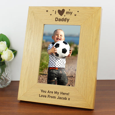 Personalised Oak Finish 4x6 I Heart My Photo Frame Photo Frames, Albums and Guestbooks Everything Personal