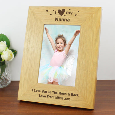 Personalised Oak Finish 4x6 I Heart My Photo Frame Photo Frames, Albums and Guestbooks Everything Personal