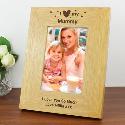 Personalised Oak Finish 6x4 I Heart My Photo Frame Photo Frames, Albums and Guestbooks Everything Personal