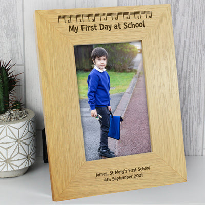 Personalised Oak Finish 4x6 My First Day At School Photo Frame Photo Frames, Albums and Guestbooks Everything Personal