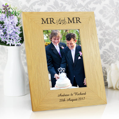 Personalised Oak Finish 6x4 Mr & Mr Photo Frame Photo Frames, Albums and Guestbooks Everything Personal
