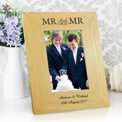 Personalised Oak Finish 4x6 Mr & Mr Photo Frame Photo Frames, Albums and Guestbooks Everything Personal
