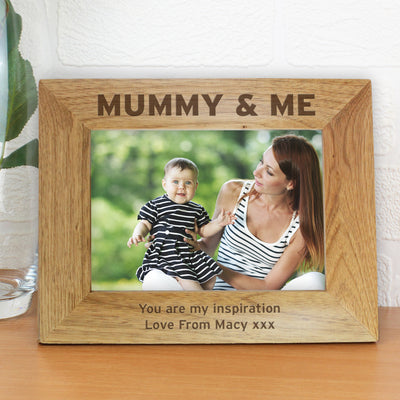 Personalised Mummy & Me 7x5 Landscape Wooden Photo Frame Photo Frames, Albums and Guestbooks Everything Personal