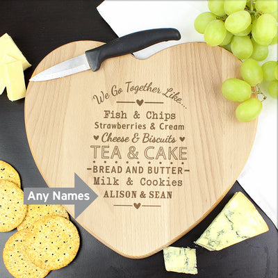 Personalised We Go Together Like... Heart Chopping Board Kitchen, Baking & Dining Gifts Everything Personal