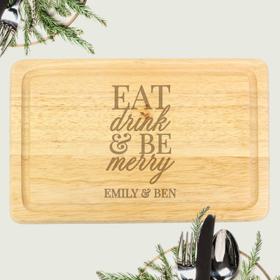 Personalised Eat Drink & Be Merry Rectangular Chopping Board Kitchen, Baking & Dining Gifts Everything Personal