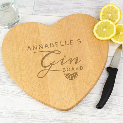 Personalised Gin Heart Chopping Board Kitchen, Baking & Dining Gifts Everything Personal