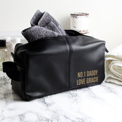 Personalised Luxury Black leatherette Wash Bag Leather & Leatherette Everything Personal