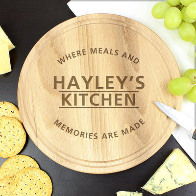 Personalised 'Meals and Memories' Round Chopping Board Kitchen, Baking & Dining Gifts Everything Personal