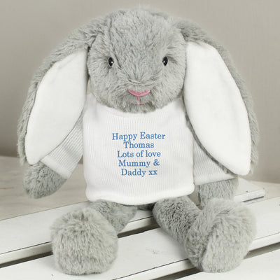 Personalised Message Bunny Rabbit - Blue Plush Everything Personal