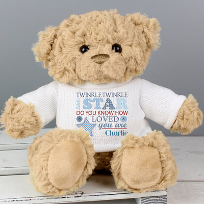 Personalised Twinkle Boys Teddy Bear Plush Everything Personal